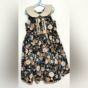 Vintage Floral Kids Dress in Black and Blue Like New 7T